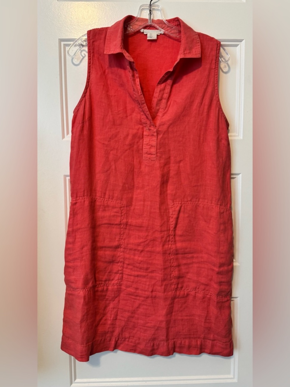 C&C California 100% Linen Sleeveless Tunic Dress Coral Pink Size Medium
